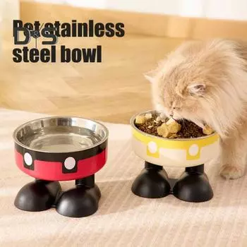 Приподнятые миски для кошек Миска для домашних животных из нержавеющей стали с нескользящим основанием Съемные миски для домашних животных для еды и воды Широкая неглубокая миска для кошек зелёный