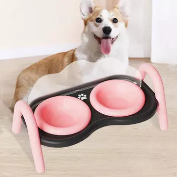 Приподнятые миски для кошек, Миски для еды и воды, Декоративные, Легко собираются, Приподнятые двойные миски, Кормление