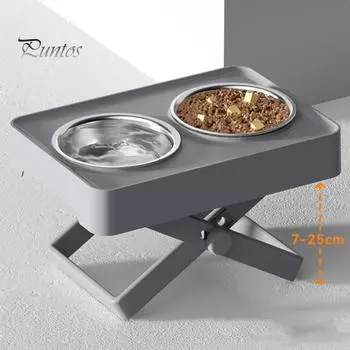 Приподнятые миски для собак, регулируемая по высоте, приподнятая миска для собак, нескользящая X-образная подставка с мисками из нержавеющей стали для маленьких собак чёрный