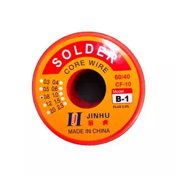 Припойная проволока с сердечником из олова и канифоли 60/40 для электропайки (0,8мм 50г)