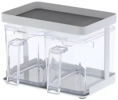 Приправа Yamazaki Jitsugyo, набор стеллажей для хранения приправ, белый 3341, контейнер и башня, 2 шт. белый