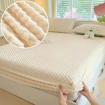 Приятная для кожи простыня Мягкая простыня на резинке Фланелевое покрывало Теплое постельное белье Простыни размера «queen size» drap housse (Наволочка Нужен заказ) Queen 150x200cm 1pc