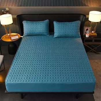 Приятная для кожи простыня с начесом и резинкой Однотонная простыня на подкладке Мягкий и удобный наматрасник для кровати размера King Size 2pillowcase 48x74cm