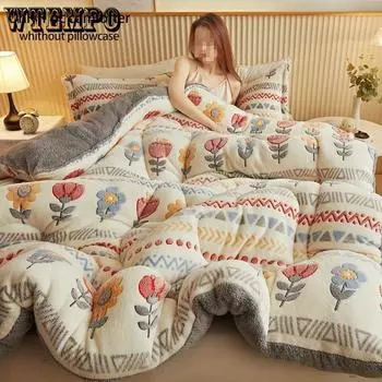 Приятное для кожи бархатное одеяло с цветочным принтом в виде снежинок в стиле бохо - стеганое, устойчивое к выцветанию, плотное постельное белье для всех сезонов 150x200cm/2.5kg