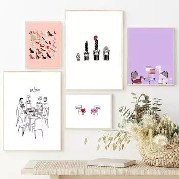 Приятного аппетита Цитата Плакат Абстрактная Картина На Холсте Собаки Настенное Искусство Плакат и Печать Настенная Картина для Гостиной Кухни Домашний Декор 21x30cm No Framed красный