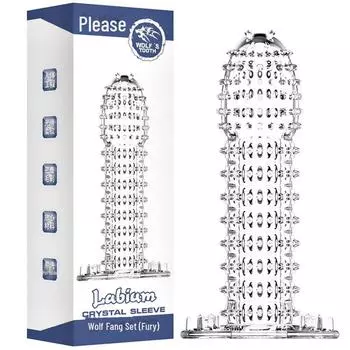 Приятный прозрачный чехол с волчьим зубом: Утолщающий и удлиняющий Vibrant Penis Enhancer.