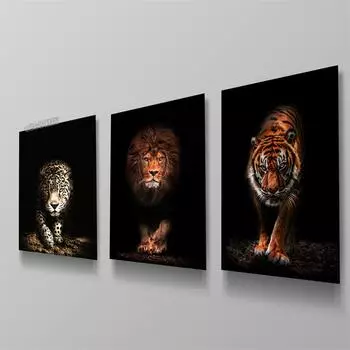 Природа Дикие животные Леопард Лев Тигр в темноте Картина на холсте Печать HD Настенные художественные постеры Картина Современная гостиная Декор Фреска 21x30 No Frame белый