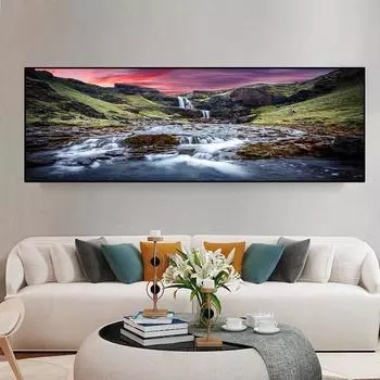 Природа Исландии зеленая трава водопад холст картины скандинавские пейзажи постеры и принты настенные художественные фотографии домашний декор без рамки 20*40cm