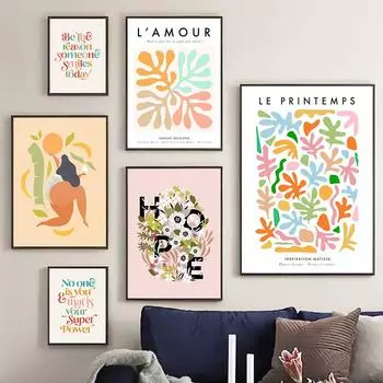 Природа Любовь Вырезанные Плакаты Весна Матисс Холст Картина Современные Пастели Цветочная Типография Печать Настенный Художественный Декор Домашние Фотографии 21x30cm No Framed