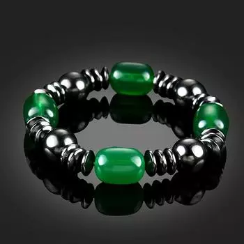 Природа Магнитная терапия Зеленый Камень Бисером Гематитовые Бусины Браслет Для Женщин Мужчин Биомагнетизм Здравоохранения Браслет Для Похудения