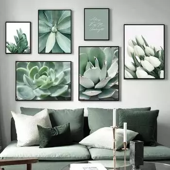 Природа настенное искусство холст картины, линии монстеры, лилии, геометрия, зеленые растения, постеры и принты, картины для декора гостиной 21X30cm No Frame