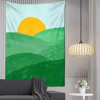 Природа Пейзаж Луна Иллюстрация Гобелен Украшение стен Настенная подвеска Спальня Комната Эстетическое украшение Украшение дома 100X75CM