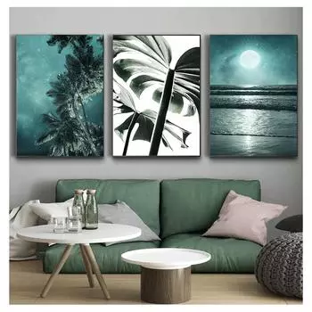 Природа, растение, лист, пейзаж, постер, лев, животное, холст, настенный художественный принт, скандинавское Plam Tree, звездная ночь, декоративная картина, домашний декор 21x30cm No Frame