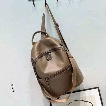 Природа Высокое качество 100% натуральная кожа телячьей кожи женские рюкзаки верхний слой коровьей школьной книги рюкзак сумки на одно плечо хаки