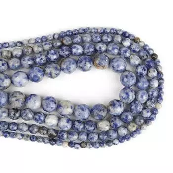 Природные граненые синие и белые бусины из полудрагоценных камней с точечным узором для изготовления ювелирных изделий 10mm 38pcs