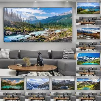 Природные пейзажи, горное озеро, холст, картина, настенное искусство, пейзажные фотографии, постеры и принты для гостиной, домашний декор, Куадрос 20x40cm (8X16 inch)