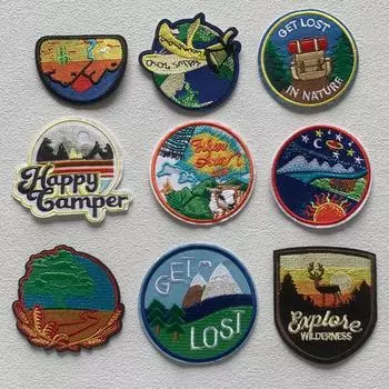 Природные приключения термоклейкая наклейка для кемпинга вышитые нашивки для одежды DIY DIY 6.5x5cm
