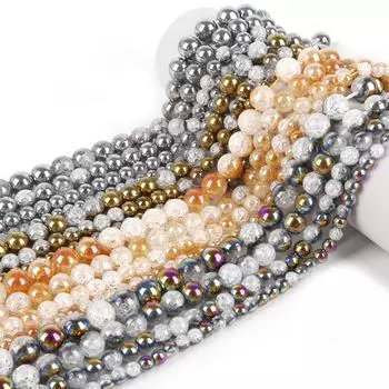 Природный камень, кристалл, поп-цветы, круглые гальванические бусины, DIY изготовление браслетов, ожерелье, ювелирные изделия 6mm 63pcs золотой