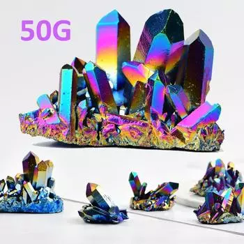 Природный кварцевый кристалл радуги титановый кластер минеральный камень целебный камень