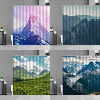 Природный ландшафт Душевые занавески 3D Печать Пейзаж Полиэстер Водонепроницаемый Ванная Занавеска Ванна Экраны Домашний Декор с Крючком W90xH180cm