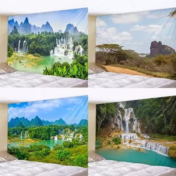 Природный лесной пейзаж с ручьем, настенное украшение для дома, гобелен, офисный гобелен для гостиной 100x75cm