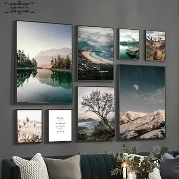 Природный пейзаж, картина, настенная живопись на холсте, скандинавский современный пейзаж, искусство, домашний декор, плакат и принт для дизайна гостиной 21*30cm