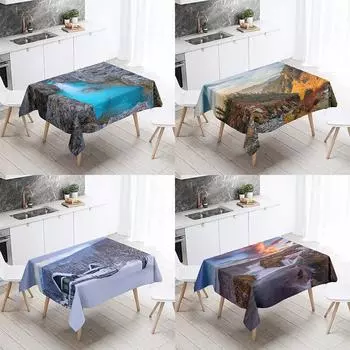 Природный пейзаж скатерть на открытом воздухе для кемпинга противообрастающая водонепроницаемая обеденный стол украшение для дома 40x70cm