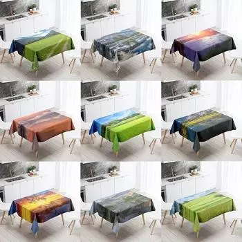 Природный пейзаж скатерть закат против пятен водостойкая прямоугольная кухонная обеденный стол домашний декор 40x70cm