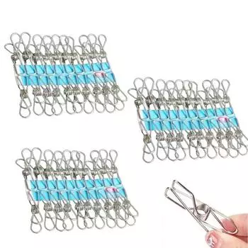 Прищепки из нержавеющей стали, металлический инструмент для хранения, зажимы 5 см, для стирки одежды, прищепки для фотобумаги, крючок-органайзер 20/40/60/80 шт.