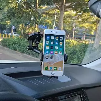 Присоска 360 на лобовое стекло автомобиля, крепление на приборную панель, держатель для телефона, подставка для iPhone 15 14 Pro Max Samsung S24 Xiaomi Redmi Note 13 Oppo Huawei кронштейн чёрный