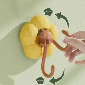 Присоска Цветочный крючок Вакуумная прочность Бесследный настенный крючок с бесплатным пробойником и клеем жёлтый