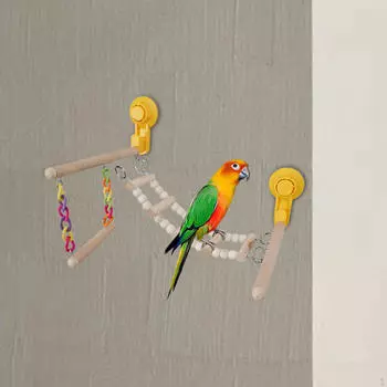 Присоска, деревянный окунь, игрушечная лестница, птица, тренажерный зал, платформа для упражнений, окна и игрушки для душа, попугай