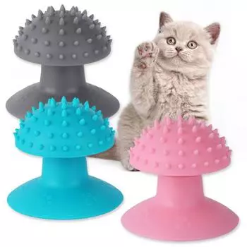 Присоска для кошачьих царапаний, расческа для щекотки кошек, мягкие массажные расчески с углами и стенками, щетка-чесалка для длинной и короткой шерсти котят синий