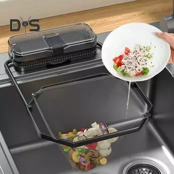 Присоска для мойки, сито, полка для слива, присоска, складная конструкция для хранения, кухонный очиститель с сетчатыми мешками, сито для слива мойки 100pcs чёрный