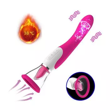 Присоска для сосков, 7 скоростей, фаллоимитатор для лизания языка, вибратор, стимулятор клитора для лизания киски, игрушки для взрослых, мощный вибрационный массажер с подогревом