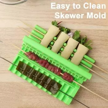 Приспособление для приготовления шашлыка для кебаба 3-в-1 с антипригарным покрытием, инструмент для приготовления кебаба для мяса, овощей, кишечника, простая в использовании ручная машина для изготовления форм для шампуров белый