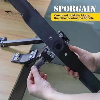 Приспособление для заточки лезвий газонокосилки Простая установка Точилка для газонокосилки с 4 адаптерами Регулируемая заточная рама для прямых лезвий Стандартные лезвия чёрный