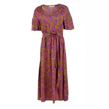 Приталенное платье миди с поясом из джада с цветочным принтом Женский LA PETITE ETOILE S фиолетовый