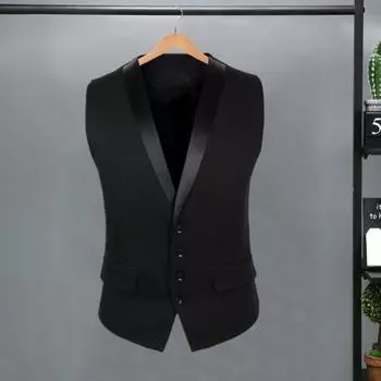 Приталенный мужской костюм, жилет, однотонный жилет без рукавов с v-образным вырезом, однобортный деловой жилет с карманами, деловой топ, куртка M серый