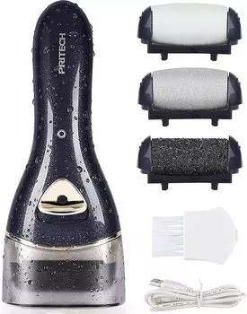 PRITECH Электрическое устройство для удаления омертвевшей кожи 3 типа USB-перезаряжаемое со светодиодом Сильный пилинг омертвевшей кожи на пятках [2 скорости, ролики]