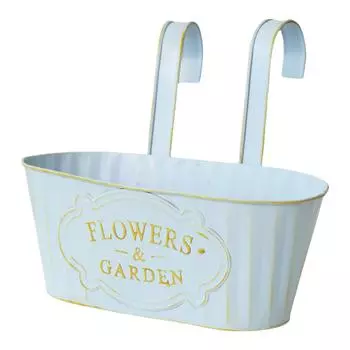 Privacy Fence Pot Hanging Flower Pots Gardening Supplies Metal Iron Hanging Planter Railing Pot Artificial Plant синий