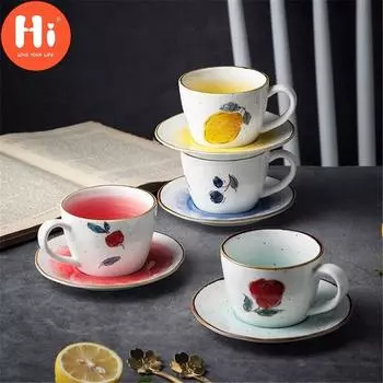 Привет, 175 мл, керамическая чашка для кофе и набор блюдцев, чашка для послеобеденного чая, фарфоровая чашка для молока, ручная роспись, лимон