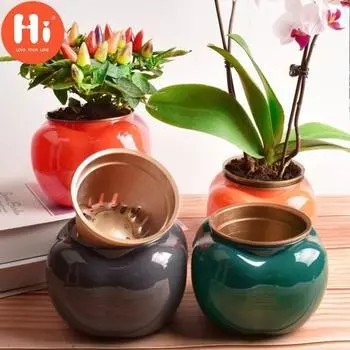 Привет, 1 комплект, двухслойная ваза для цветов, легкая, отличная, универсальная, с автоматическим поливом, декор цветочного горшка для дома, ваза для цветов, гладкая поверхность красный