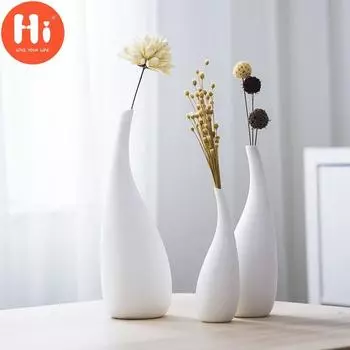 Привет, 1 шт., изящная белая керамическая ваза, контейнер для цветов, настольная домашняя декоративная посуда для цветов S