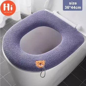 Привет, 1 шт. коврик для туалета с ручкой, сохраняющий тепло, моющийся мультяшный чехол на сиденье для унитаза, дышащий коврик для унитаза, аксессуары для ванной комнаты Hi темно-серого