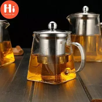 Привет, 1 шт., крутой стеклянный чайник, прозрачные ситечки для чая, термостойкий фильтр из нержавеющей стали с заварочным устройством 350ml чистый