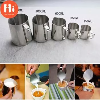 Привет, 1 шт., кухонная кружка из нержавеющей стали, бариста, эспрессо, кофе, вспенивание чая, молока, латте, кружки 350 ml серебряный