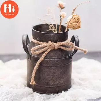 Привет, 1 шт., потертый шик, металлический утюг, декоративная винтажная деревенская ваза, банка для молока, деревенский кувшин для спальни, кухни L