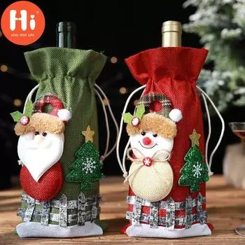 Привет 1 шт. рождественская сумка для бутылки вина праздничный Санта-Клаус чехол для бутылки шампанского рождественские украшения стола украшения для домаПривет Bear