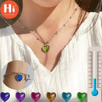 Привет, 1 шт., термохромное ожерелье с подвеской «Любовь», женская модная цепочка на ключицу, подарок для пары